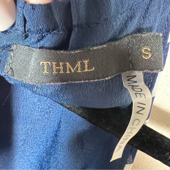 THML red white blue halter style casual knee length dress size small S B119 - Picture 2 of 4